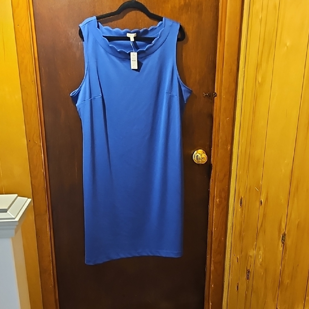 Talbots Blue Sleeveless Sheath Midi Dress